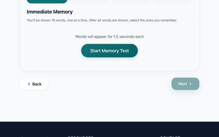 Pre-season baseline — Cognitive test