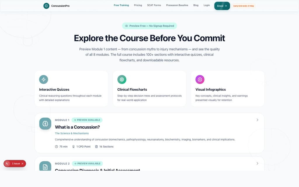 Online course interface preview